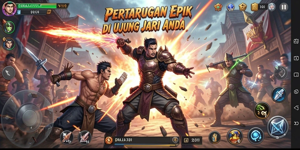 Tampilan gameplay pertarungan menarik di DRAJA777 dengan aksi penuh adrenalin.