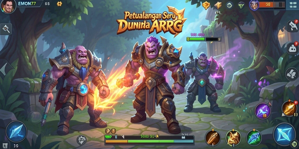 Tangkapan layar EMON77 menunjukkan aksi pertempuran seru dalam gameplay ARPG.