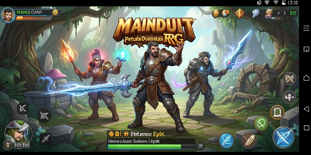 Tampilan gameplay <strong>MAINDUIT</strong> menampilkan pertarungan epik di dunia fantasi.