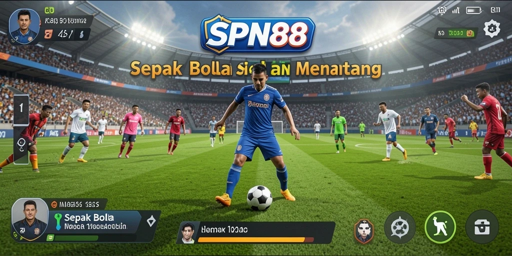 Tampilan gameplay SPN88 yang penuh aksi dan seru saat bermain sepak bola.