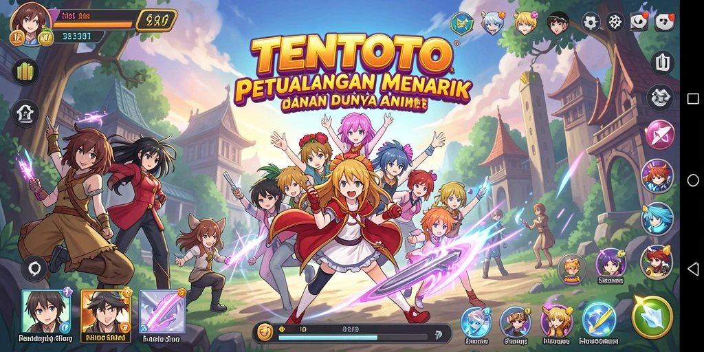 Gameplay seru dalam TENTOTO dengan karakter anime unik.